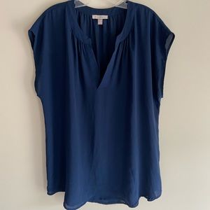 ROZ & ALI navy cap sleeve dress blouse